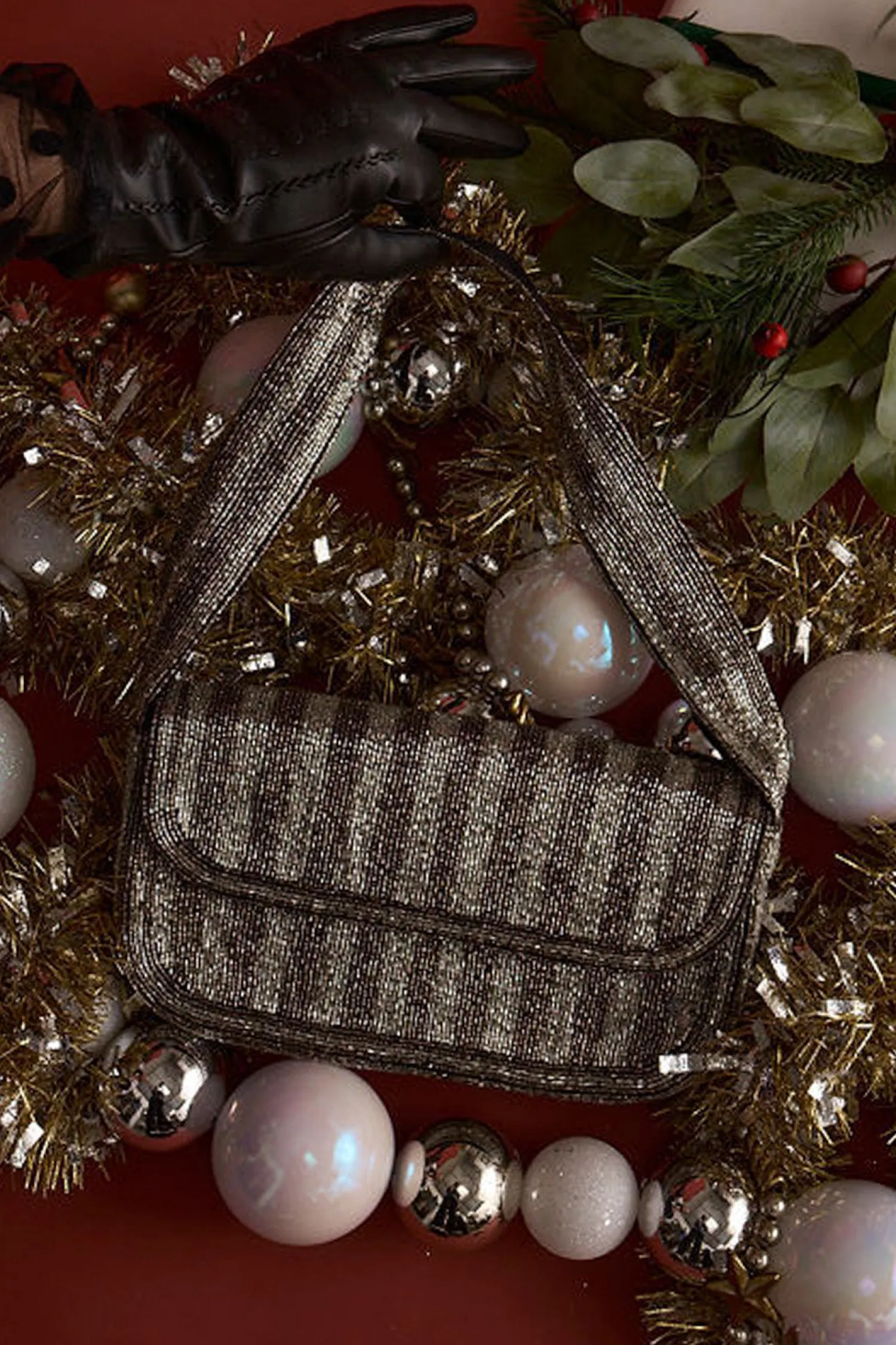 Clearance Lucy Silver and Black Striped Shoulder Bag Handbags