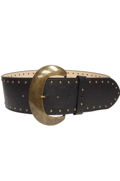 New Mabel Black and Gold Studded Belt Belts