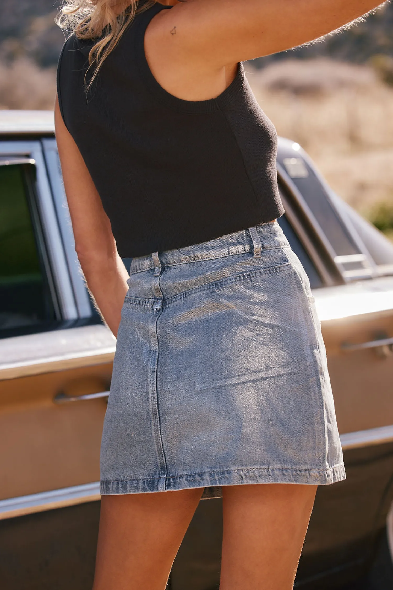 Outlet Macie Coated Mini Skirt Denim|Skirts