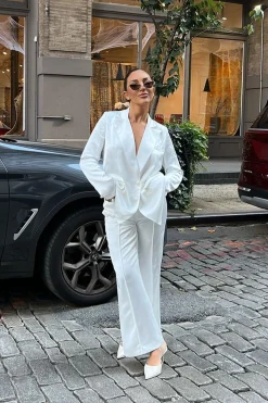 Online Madison White Satin Blazer Jackets|Sets