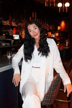 Online Madison White Satin Blazer Jackets|Sets