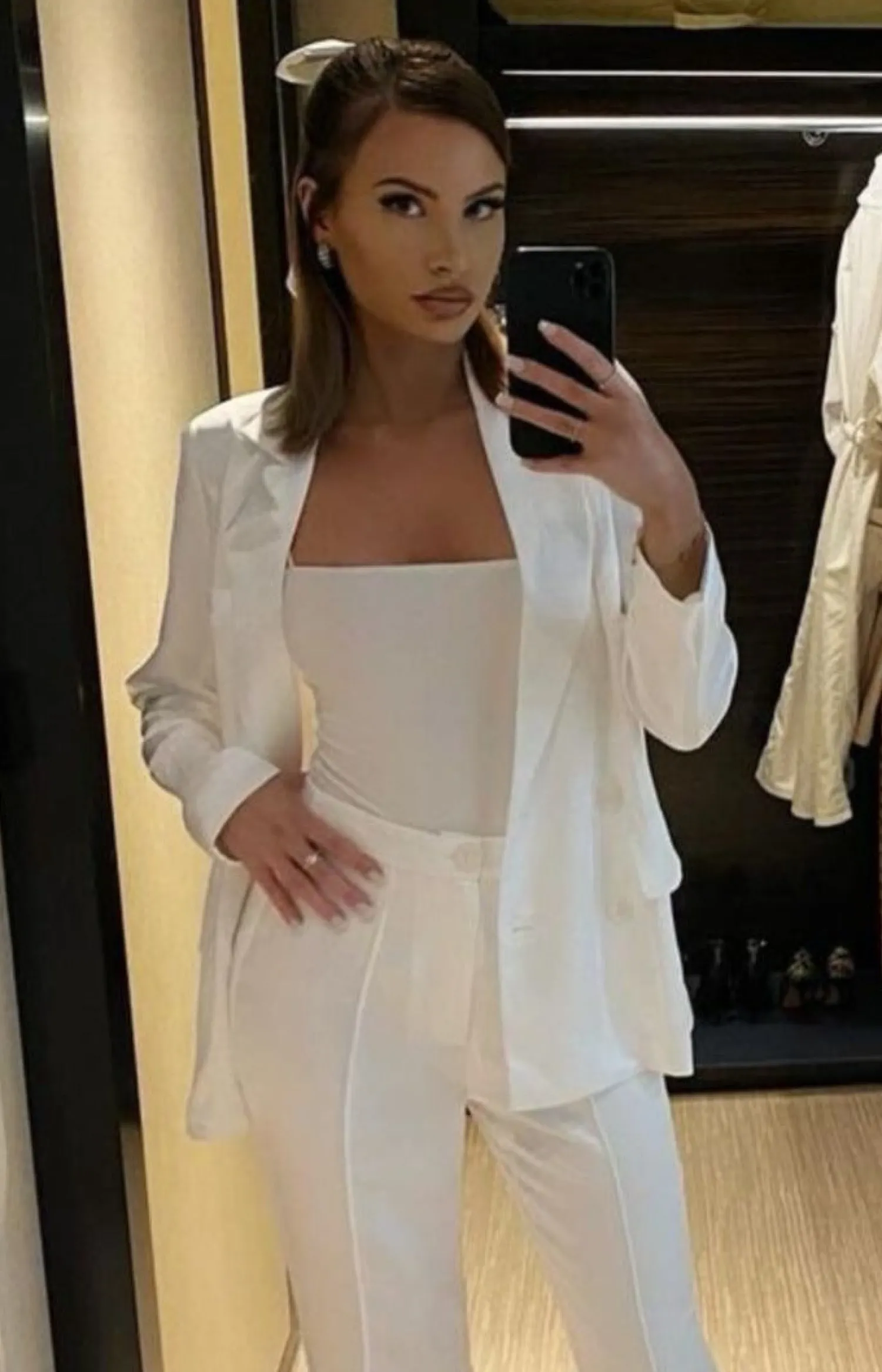 Online Madison White Satin Blazer Jackets|Sets