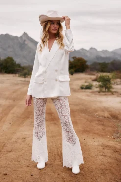 Online Madison White Satin Blazer Jackets|Sets