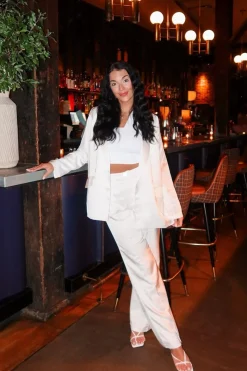Best Madison White Satin Trousers Work Wear Bottoms|Bridal Bottoms