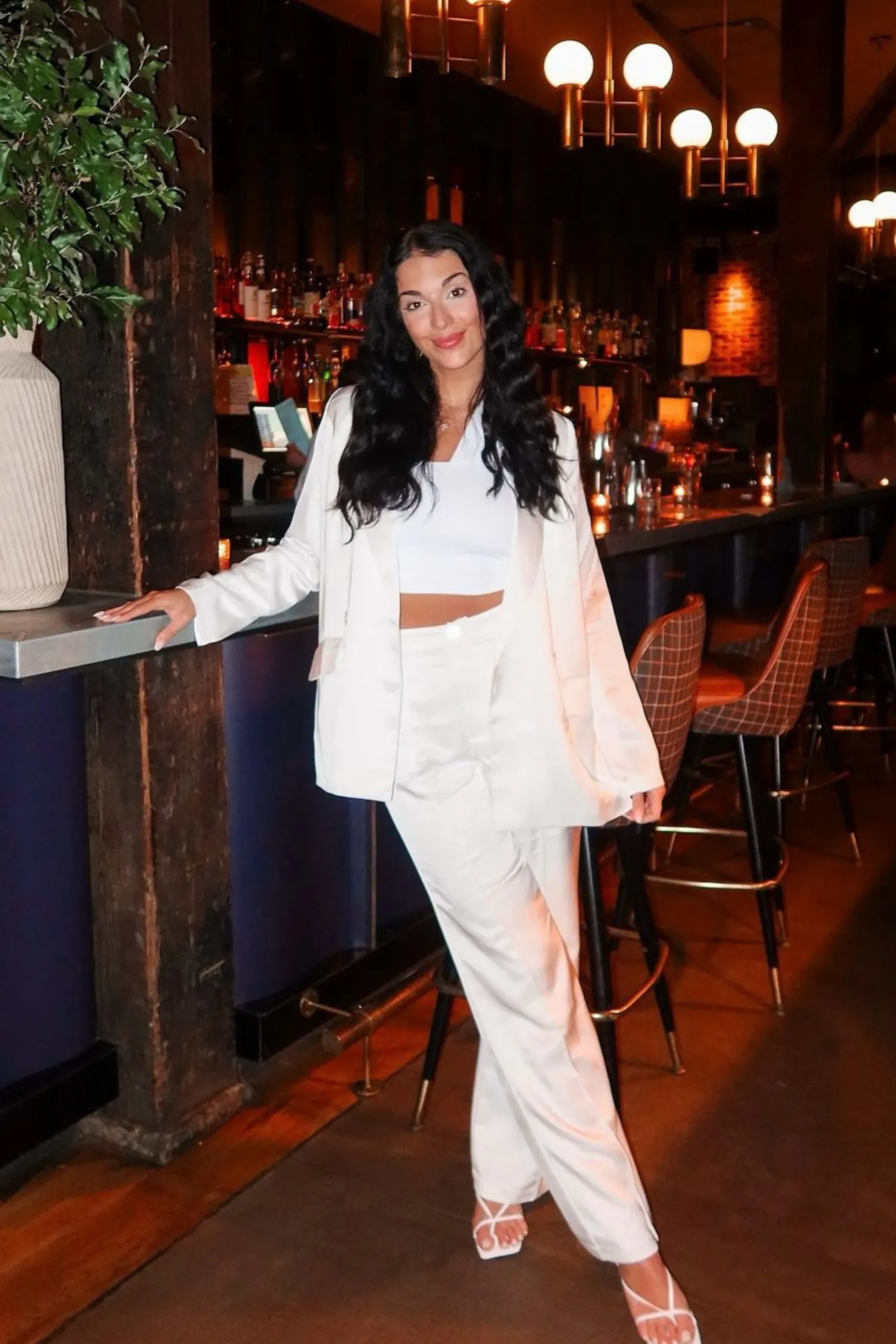 Best Madison White Satin Trousers Work Wear Bottoms|Bridal Bottoms