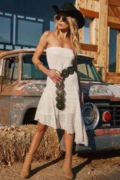 Outlet Maggie White Asymmetrical Strapless Dress The White Edit|Western Bachelorette