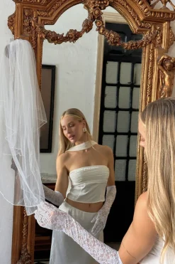 Clearance Mallorca White Strapless Top Bridal Tops|Tees + Tanks