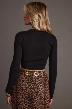 Discount Malorie Black Cropped Ribbed Sweater Sweaters + Cardis|Long Sleeves