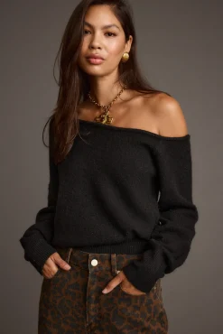 Sale Margot Black Asymmetrical Sweater Sweaters + Cardis|Long Sleeves