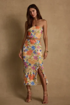 Discount Marisol Floral Mesh Midi Skirt Skirts|Sets