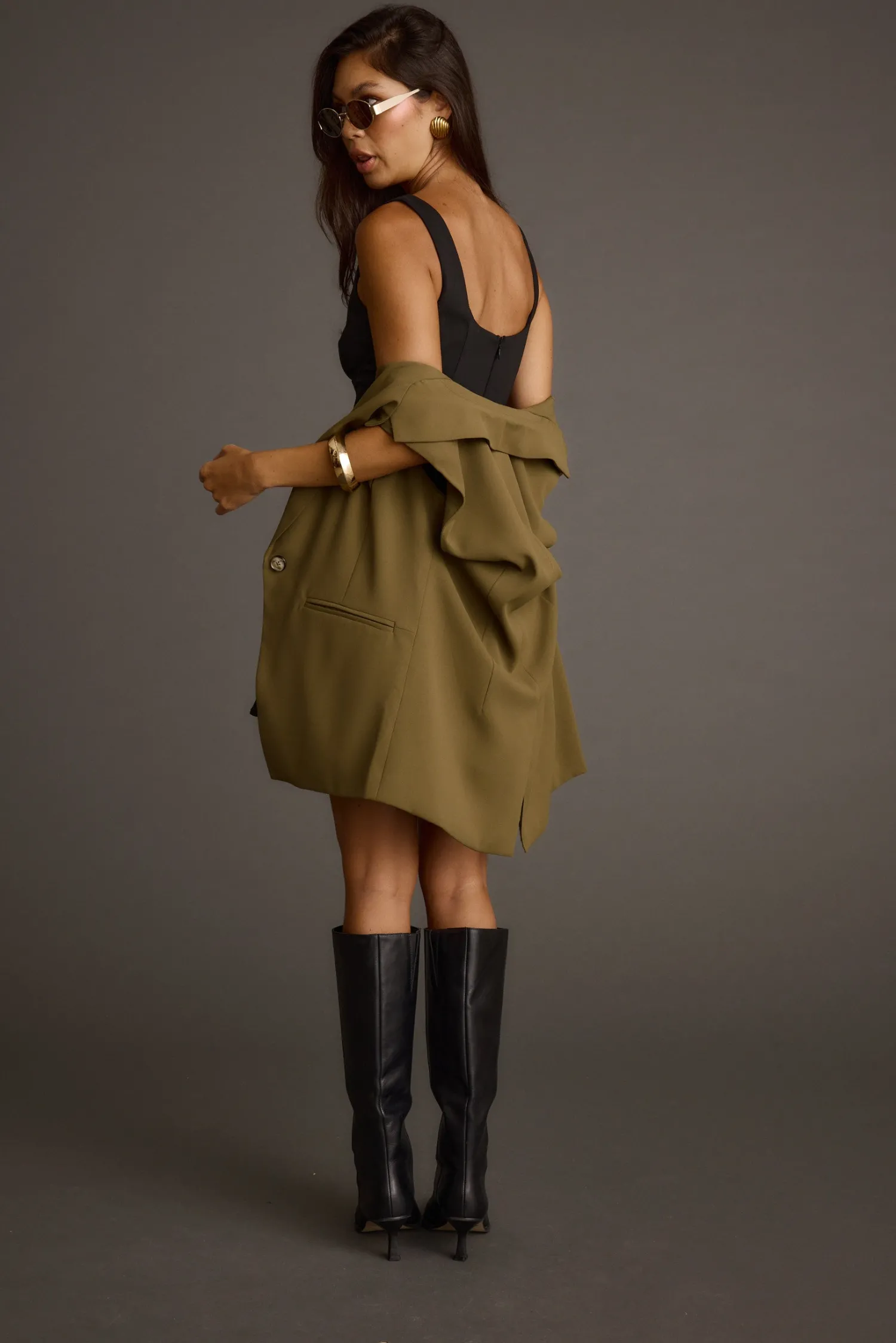 Fashion Marlowe Olive Sleeveless Blazer Tees + Tanks|Vacation Tops
