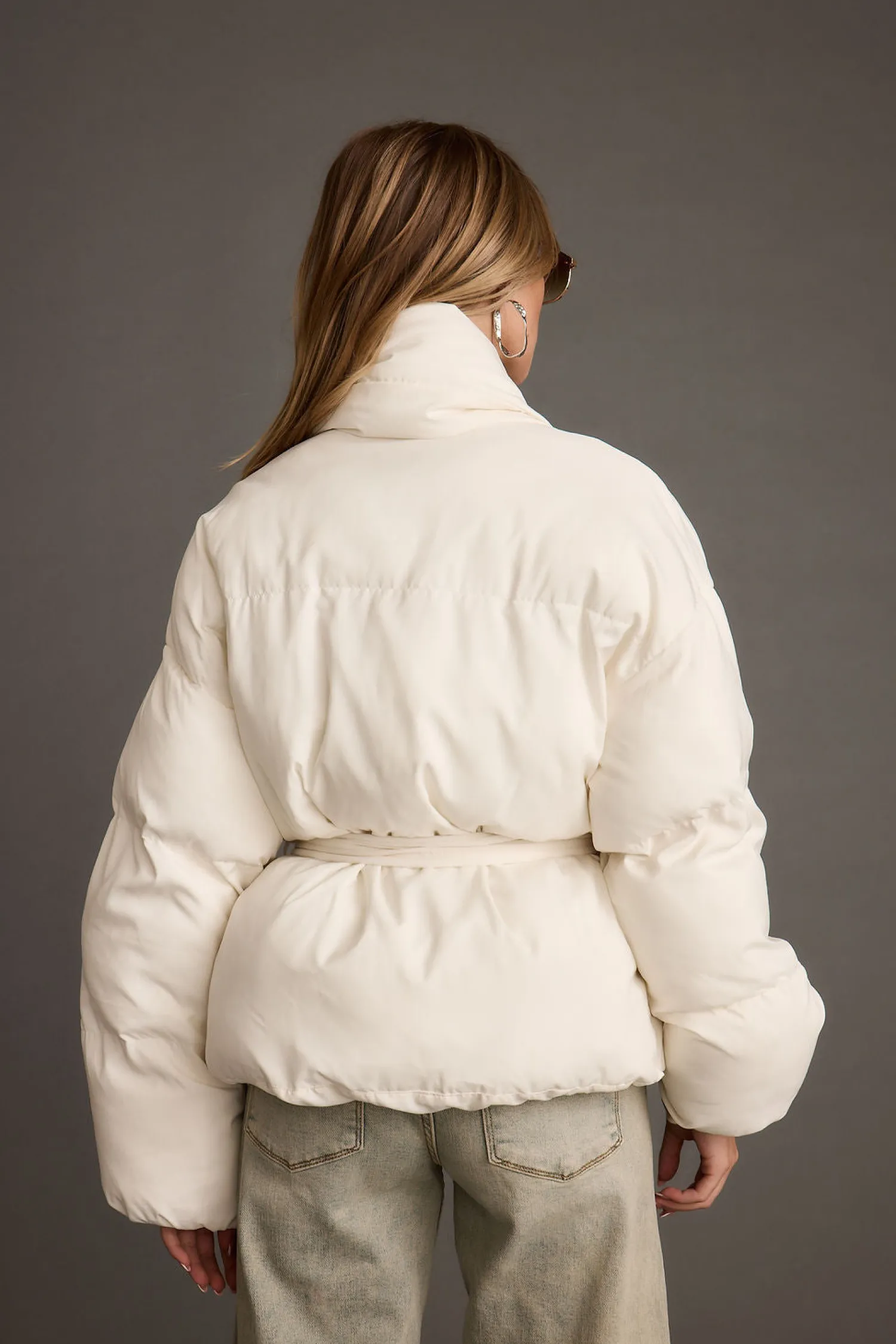 Fashion Maverick White Belted Puffer Coat Outerwear|Jackets