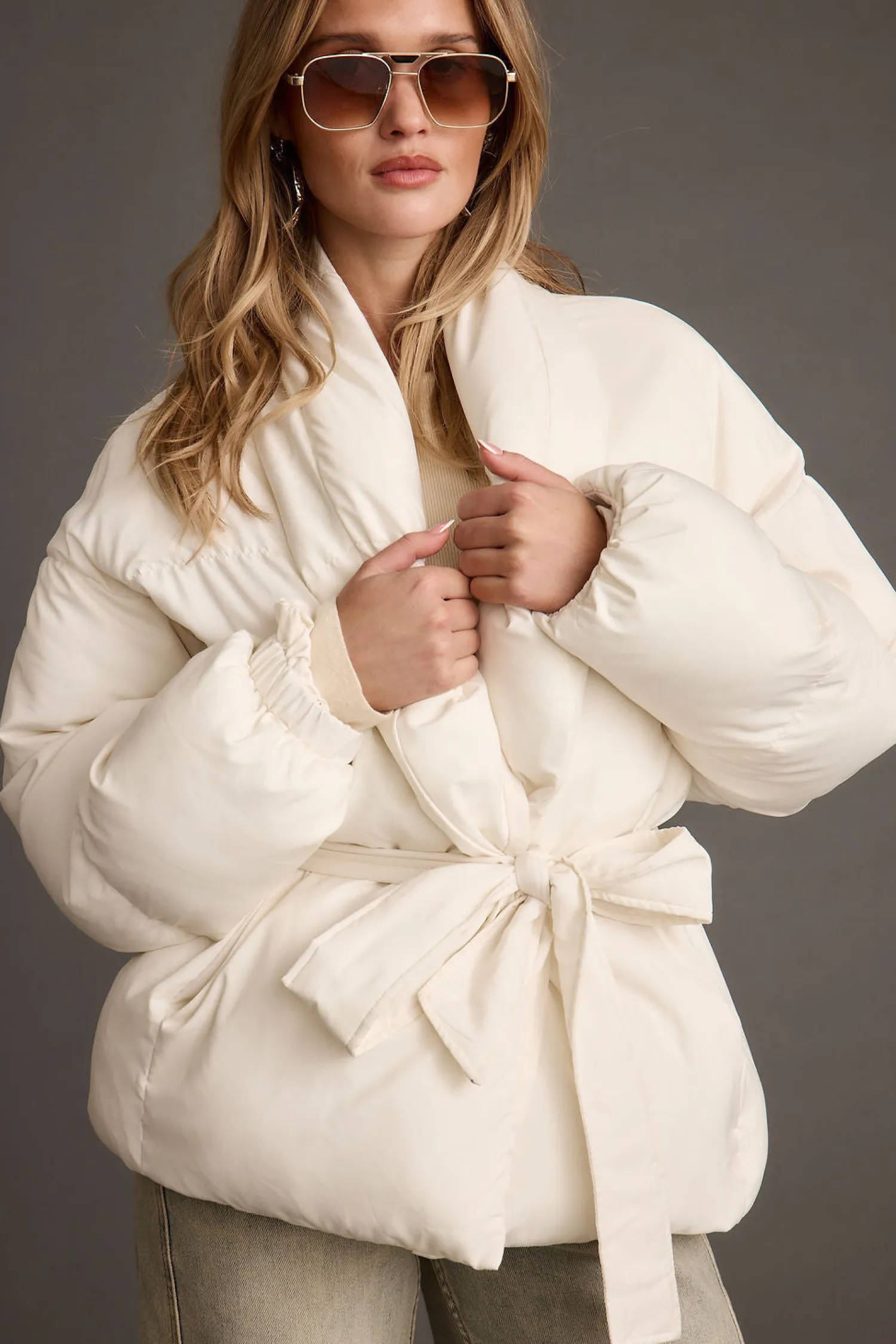 Fashion Maverick White Belted Puffer Coat Outerwear|Jackets