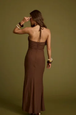 Outlet Mendoza Mocha Plunge Maxi Dress Party Dresses|Vacation Dresses