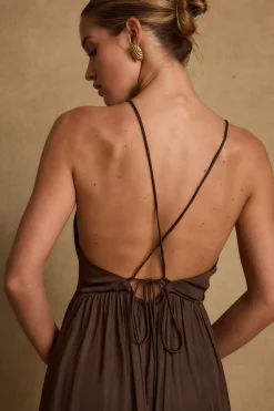 Clearance Mia Espresso Maxi Dress Date Night Dresses|Day Dresses