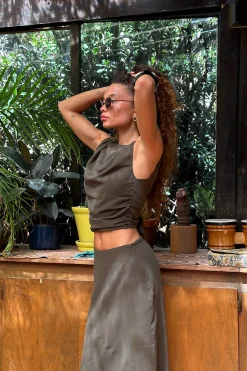 Best Mila Olive Maxi Skirt Skirts|Sets