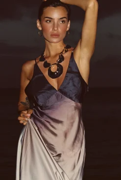 Online Mirabella Brown Satin Ombre Maxi Dress Date Night Dresses|Wedding Guest Dresses