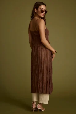 Hot Mischa Brown Longline Cami Top Tees + Tanks|For You And Your Bestie