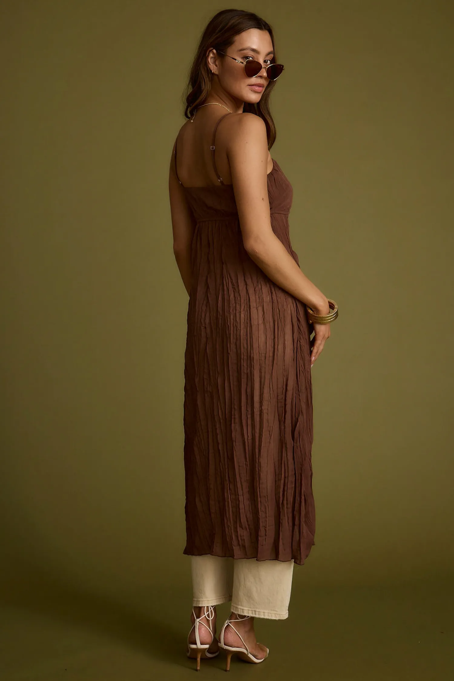 Hot Mischa Brown Longline Cami Top Tees + Tanks|For You And Your Bestie