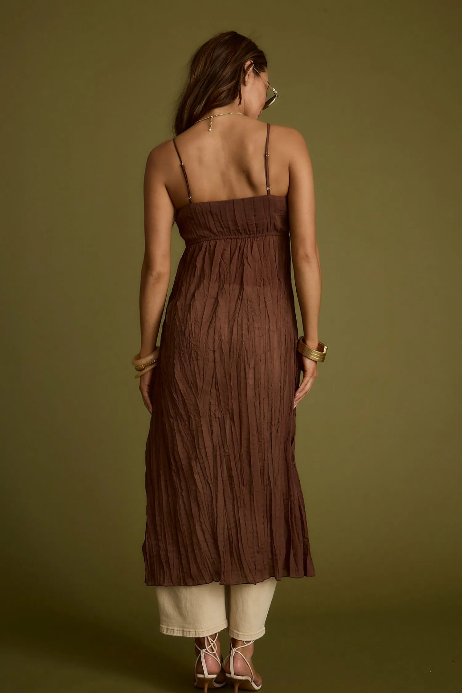 Hot Mischa Brown Longline Cami Top Tees + Tanks|For You And Your Bestie