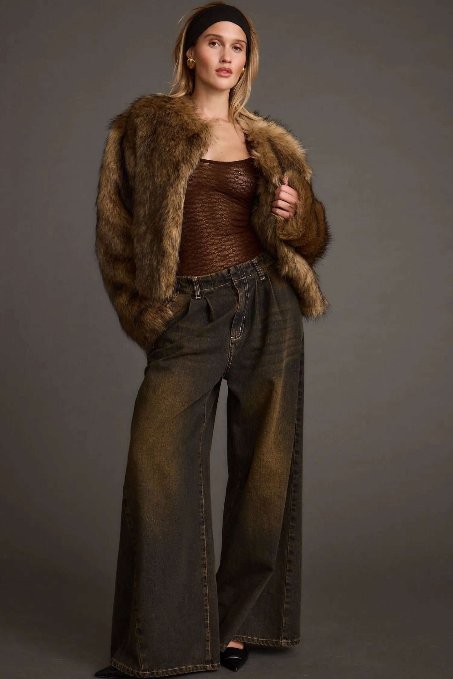 Online Misty Brown Faux Fur Coat Outerwear|Jackets