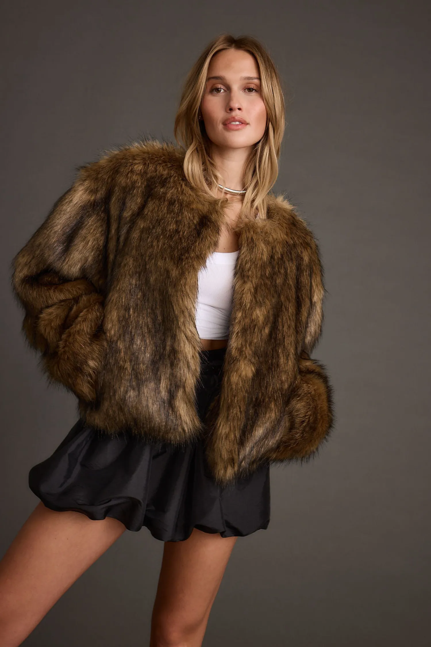 Online Misty Brown Faux Fur Coat Outerwear|Jackets