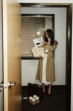 Discount Moss Khaki Classic Trench Coat Jackets|Long Sleeves