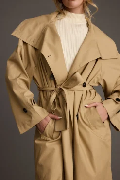 Discount Moss Khaki Classic Trench Coat Jackets|Long Sleeves