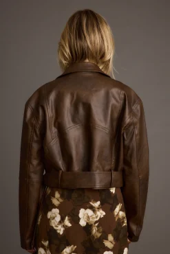 New Mulholland Mocha Vegan Leather Moto Jacket Outerwear|Jackets