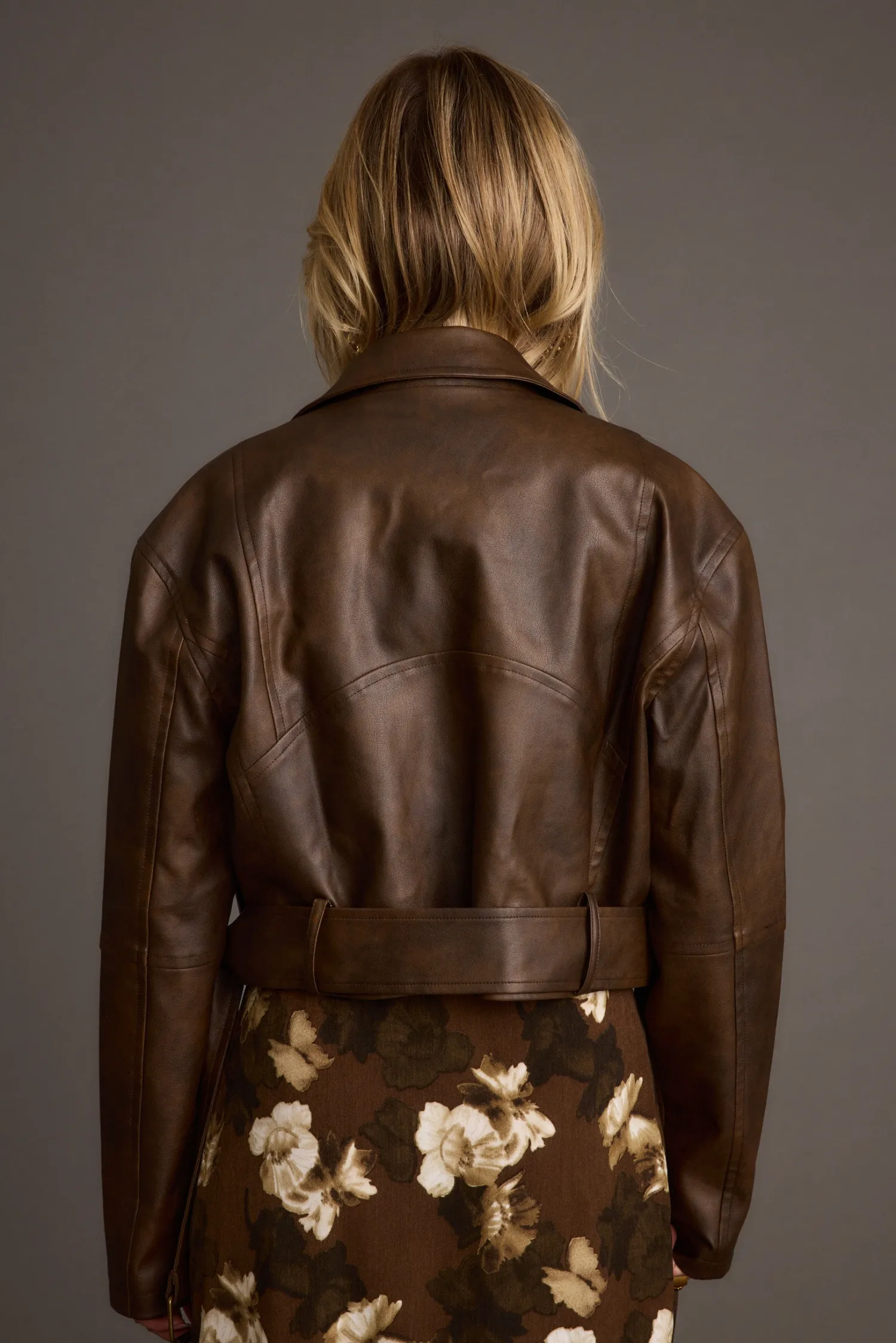 New Mulholland Mocha Vegan Leather Moto Jacket Outerwear|Jackets