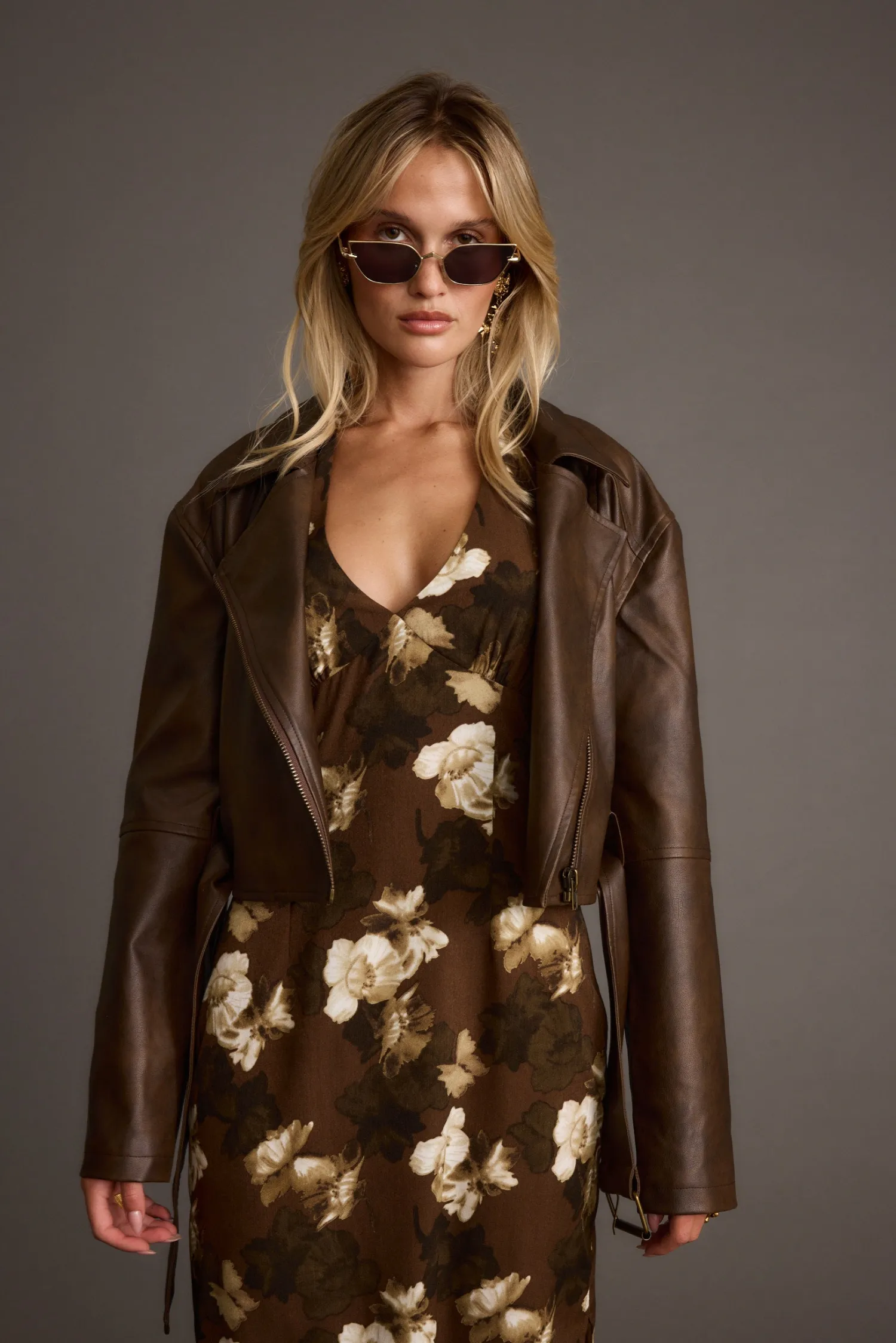 New Mulholland Mocha Vegan Leather Moto Jacket Outerwear|Jackets