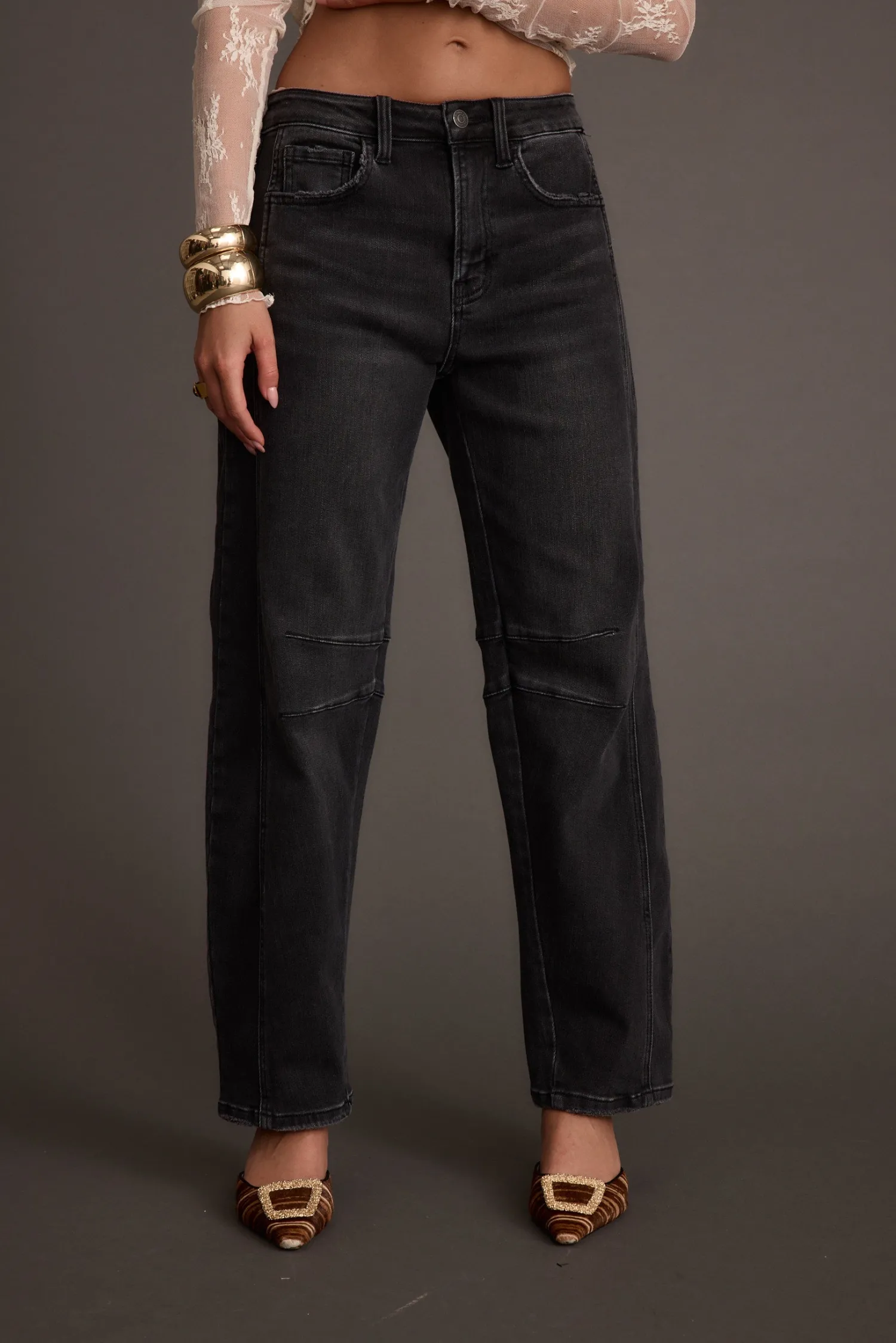 Clearance Muse Washed Black Barrel Denim Jeans Denim|Pants