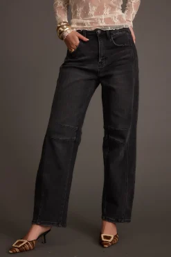 Clearance Muse Washed Black Barrel Denim Jeans Denim|Pants