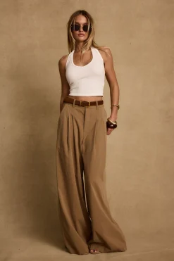 New Nadine Tan Wide Leg Trouser Work Wear Bottoms|Pants