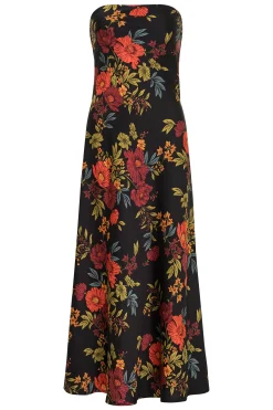 Discount Natalia Black Floral Strapless Maxi Dress Party Dresses|Wedding Guest Dresses