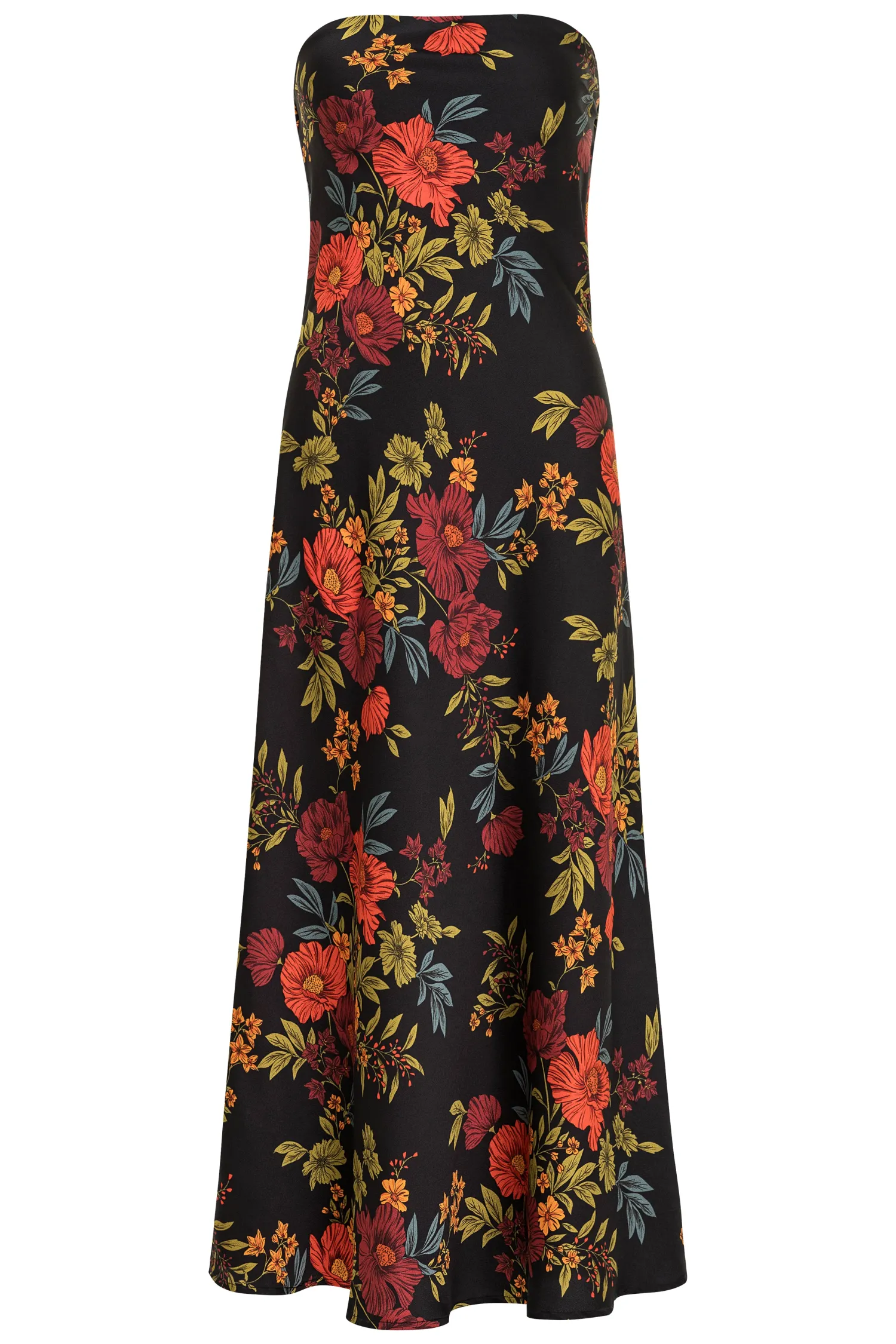 Discount Natalia Black Floral Strapless Maxi Dress Party Dresses|Wedding Guest Dresses