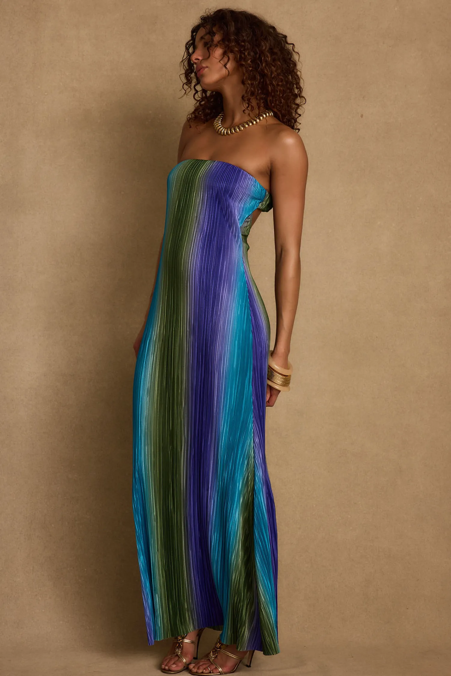 Best Natalia Blue Striped Strapless Plisse Maxi Dress Seashells + Wedding Bells|Party Dresses