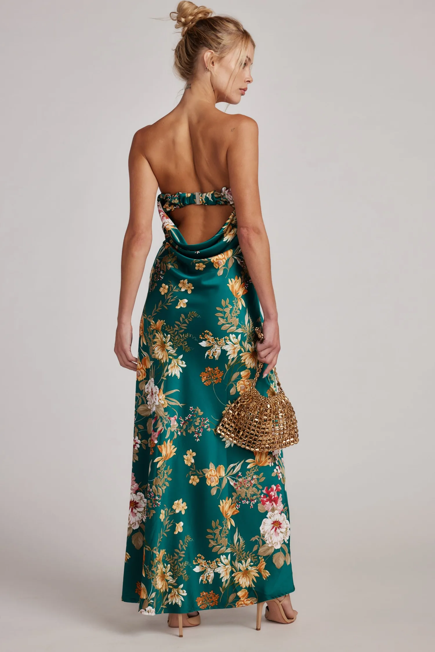 Sale Natalia Emerald Floral Strapless Maxi Dress Wedding Guest Dresses|Maxi Dresses
