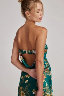 Sale Natalia Emerald Floral Strapless Maxi Dress Wedding Guest Dresses|Maxi Dresses