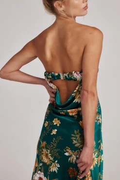 Sale Natalia Emerald Floral Strapless Maxi Dress Wedding Guest Dresses|Maxi Dresses