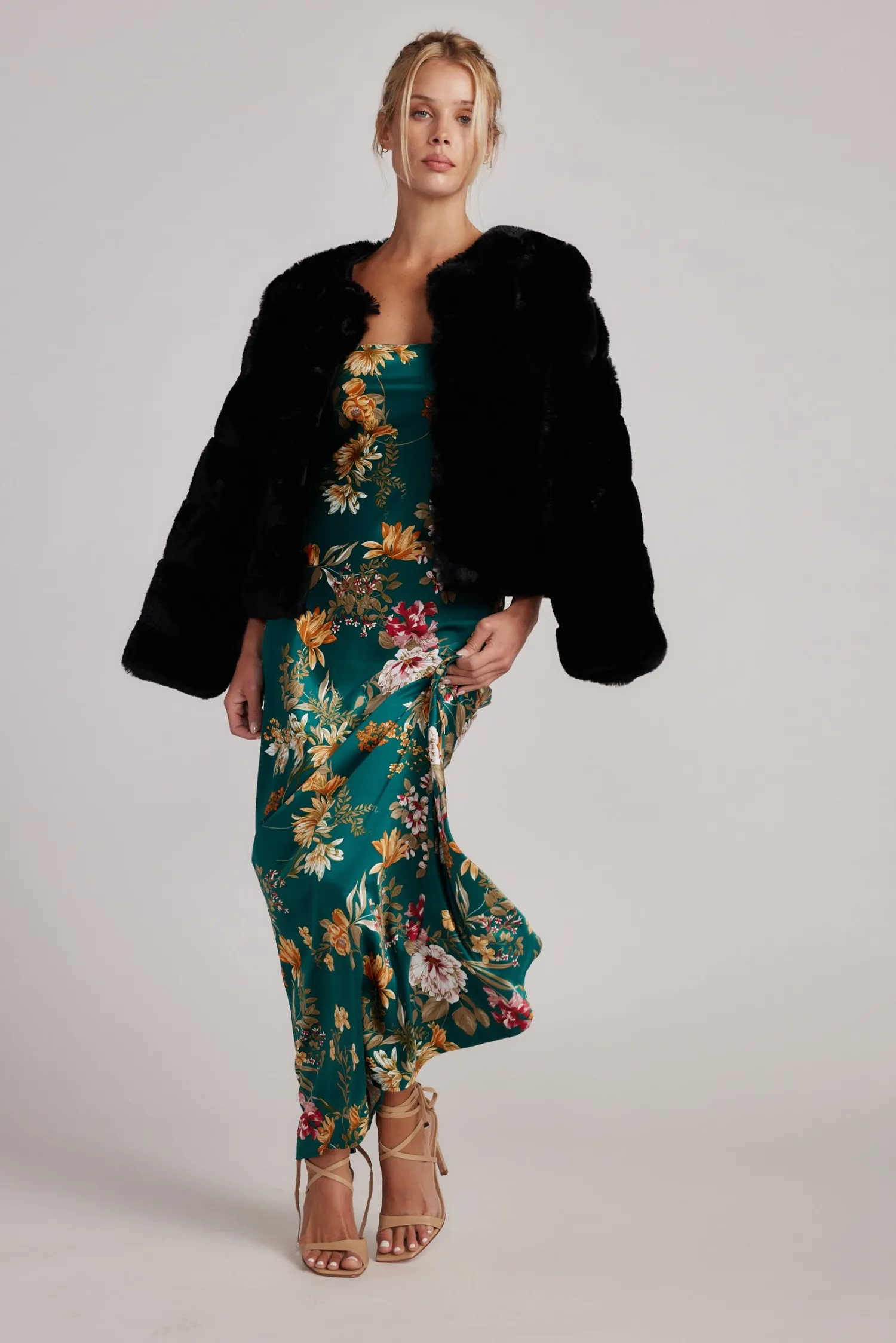 Sale Natalia Emerald Floral Strapless Maxi Dress Wedding Guest Dresses|Maxi Dresses