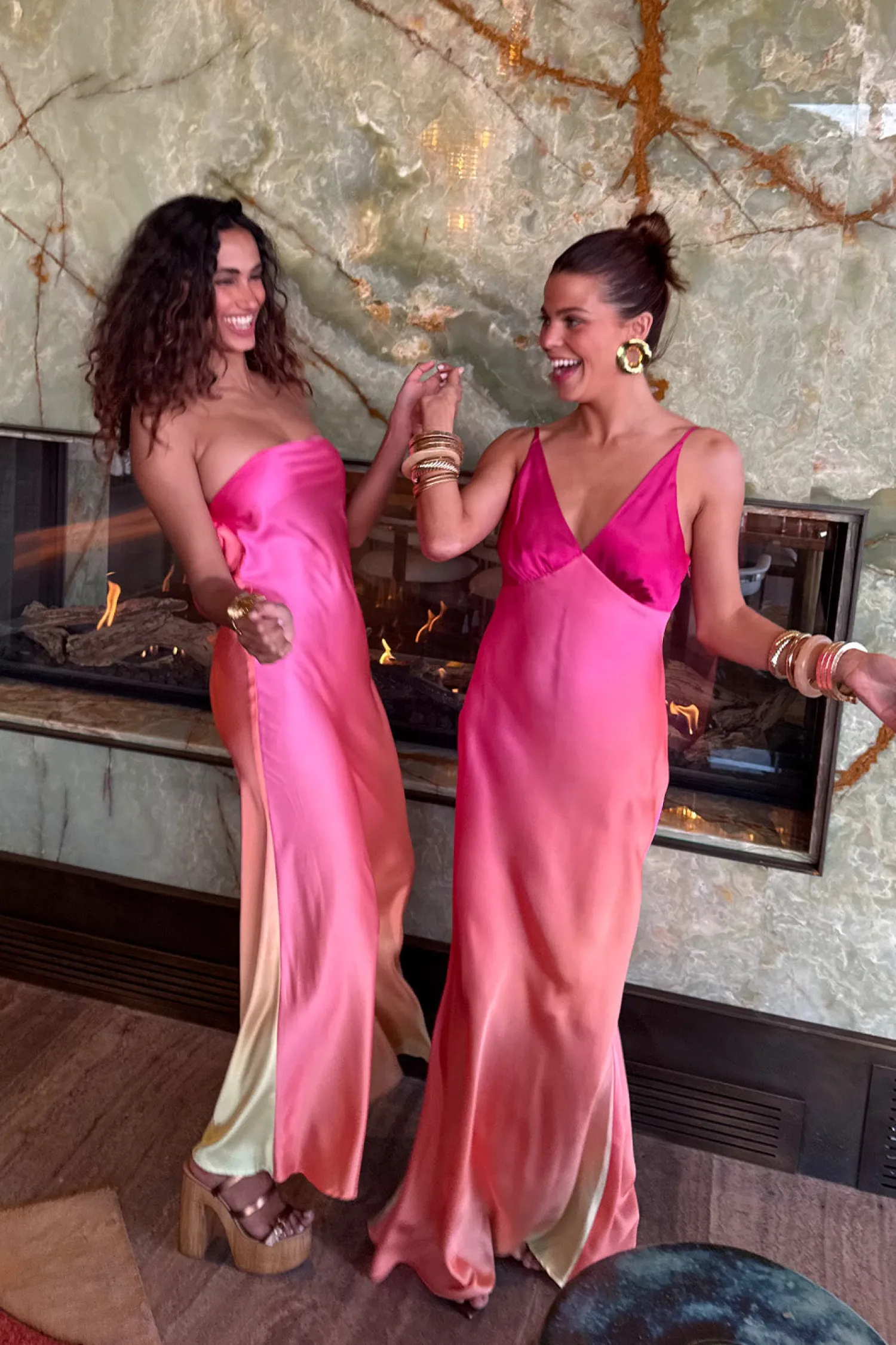 Clearance Natalia Pink Sorbet Strapless Maxi Dress Date Night Dresses|Party Dresses