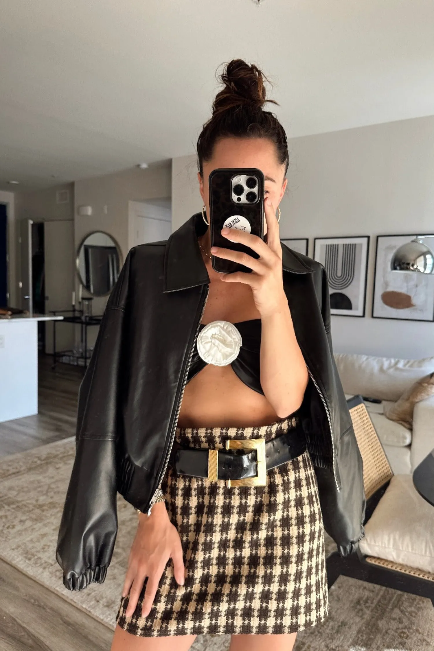 Sale Normandie Brown Plaid Mini Skirt Work Wear Bottoms|Skirts