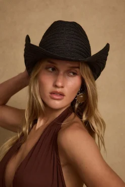 Outlet Ocaso Black Straw Cowboy Hat Hats|Western Bachelorette
