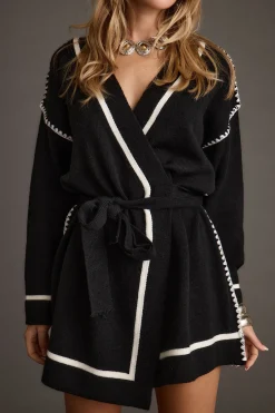 New Outlaw Black Wrap Sweater Mini Dress Day Dresses|Mini Dresses