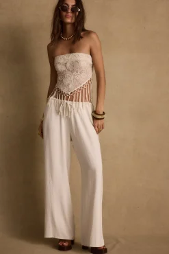 Outlet Outlaw Cream Lace Fringe Scarf Top Going Out Tops|Tees + Tanks