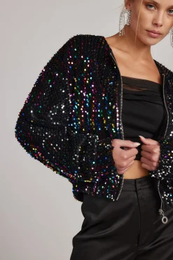 Hot Ozzy Multi Sequin Zip Up Jacket Outerwear|Jackets