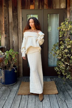 Outlet Pamela Beige Sweater Maxi Skirt Skirts