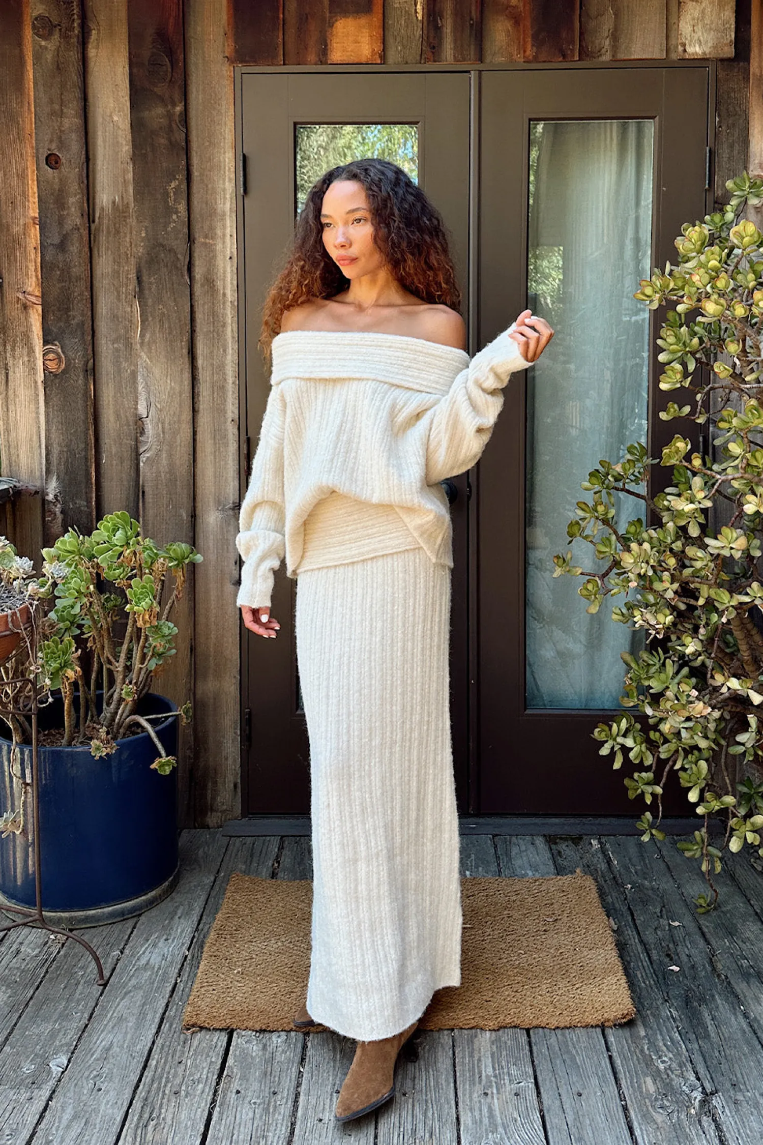 Outlet Pamela Beige Sweater Maxi Skirt Skirts