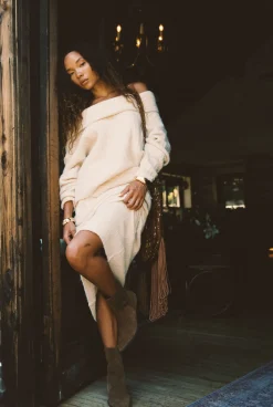 Outlet Pamela Beige Sweater Maxi Skirt Skirts